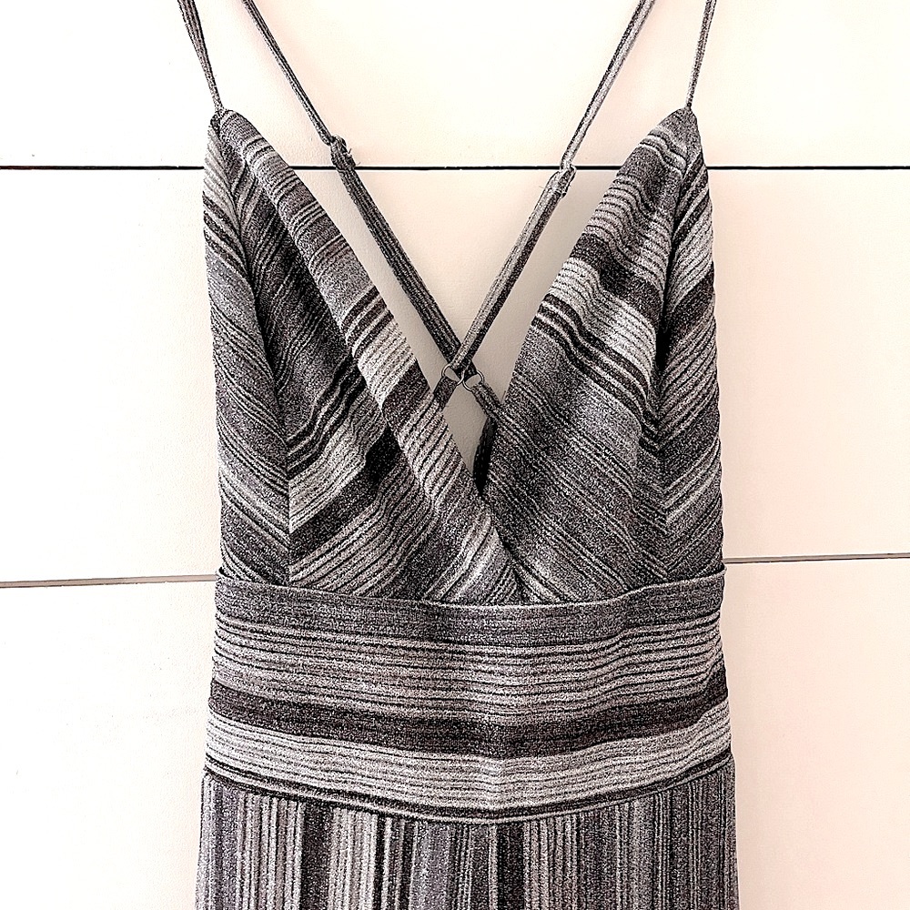 Wide-leg Silver Striped Jumpsuit